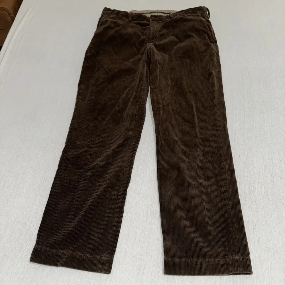 Polo Ralph Lauren Preston Corduroy Pants Men's 38x32 Brown/ Navy (Lot Of 2) EUC
